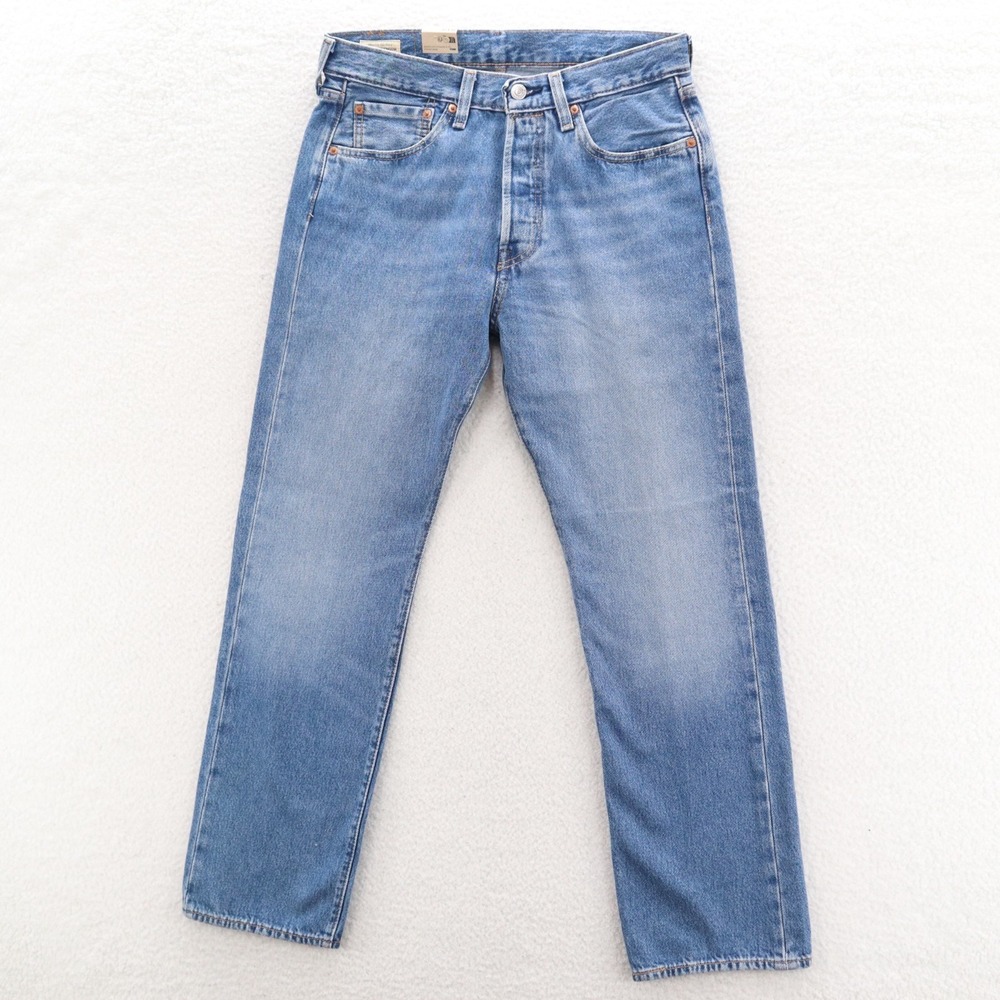 Levis 501 Jeans Mens 31x30 Blue Premium Original Button Fly Denim Faded Grunge